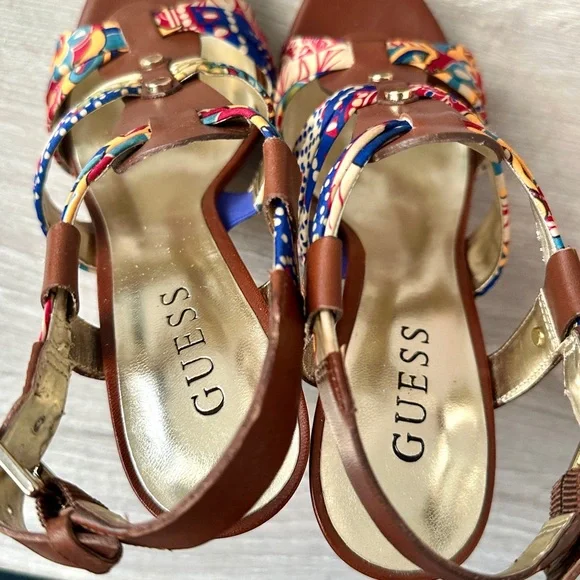 Guess Brown and Multicolor Floral Heels - Picture 10 of 16